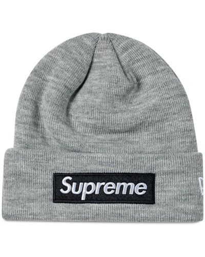 Supreme X New Era Box Logo Knitted Beanie - Grey