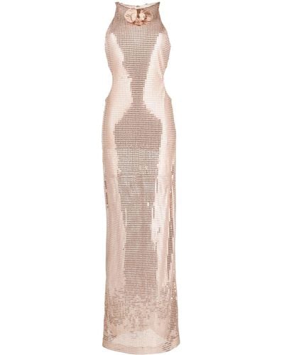 Genny Sequin-embellished Sleeveless Maxi Dress - Natural