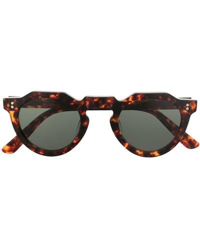 Lesca Pica Flat-top Round-frame Sunglasses - Black