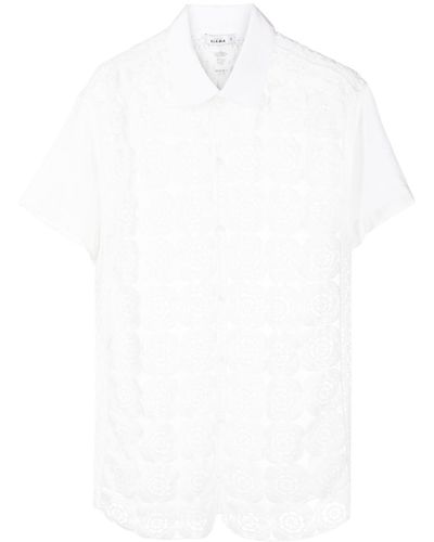 Amir Slama Hemd mit gehäkeltem Einsatz - Weiß