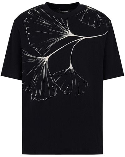 Emporio Armani Natureプリント Tシャツ - ブラック