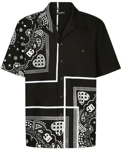 Dolce & Gabbana Chemise Hawaii en coton à imprimé bandana - Noir