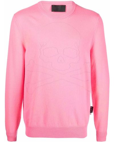 Philipp Plein Crew Neck Cashmere Sweater - Pink