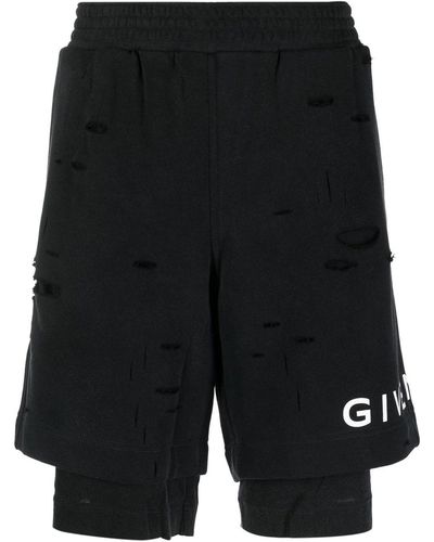 Givenchy Pantalones cortos de deporte con logo estampado - Negro