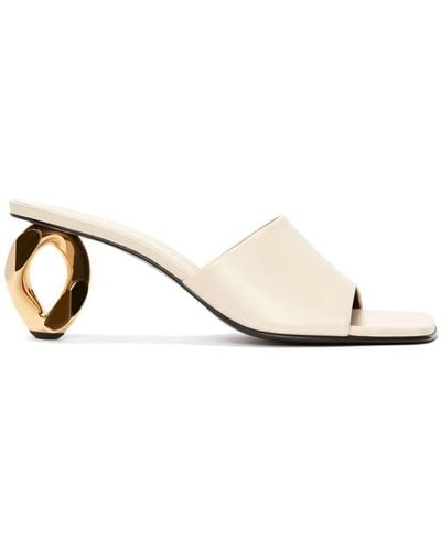 JW Anderson Chain Heel Leather Sandals - Natural