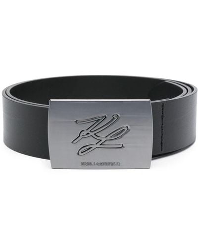 Karl Lagerfeld Cinturón con logo grabado - Negro