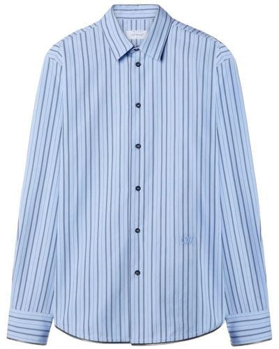 Off-White c/o Virgil Abloh Zip-embellished Striped Cotton Shirt - Blue