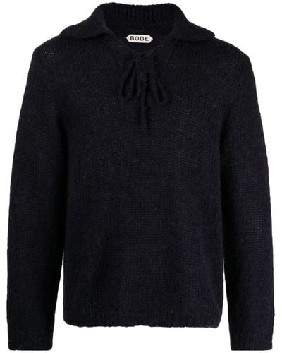 Bode Alpine Lace-up Sweater - Blue
