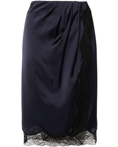 Ba&sh Lace-detail Satin Midi Skirt - Blue