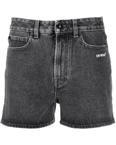 Off-White c/o Virgil Abloh Jeans-Shorts mit diagonalen Streifen - Grau