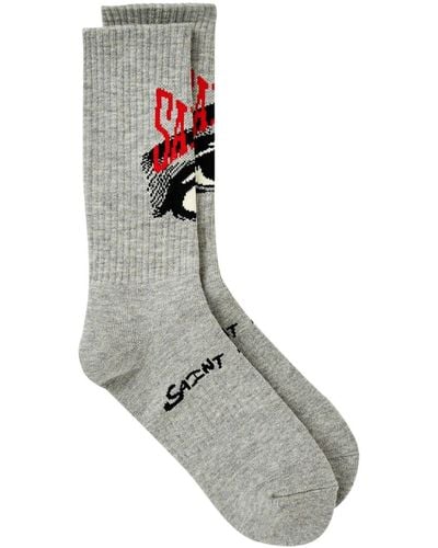 SAINT Mxxxxxx Intarsia-knit Ankle Socks - Grey