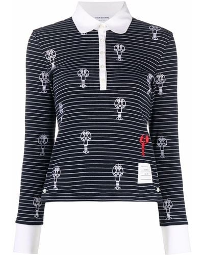 Thom Browne Embroidered Lobster Polo Shirt - Blue
