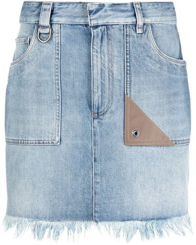 Fendi High-waisted Cotton Miniskirt - Blue