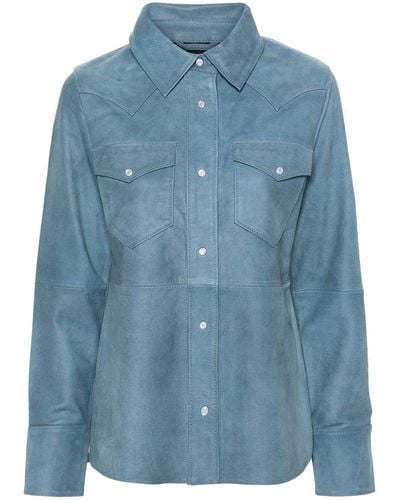 Stand Studio Western Leather Shirt - Blue