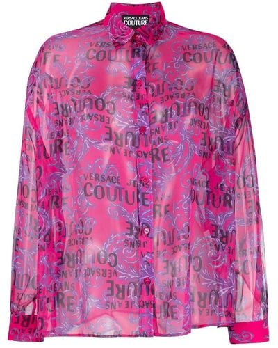 Versace Jeans Couture Logo-print Long-sleeve Shirt - Pink