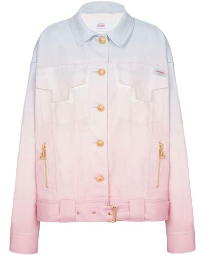 Balmain X Evian Gradient-effect Denim Jacket - Pink