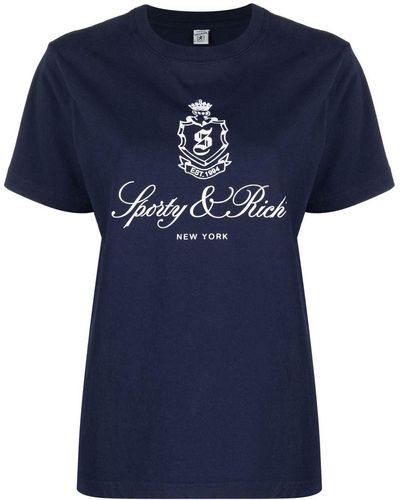 Sporty & Rich Vendome ロゴ Tシャツ - ブルー