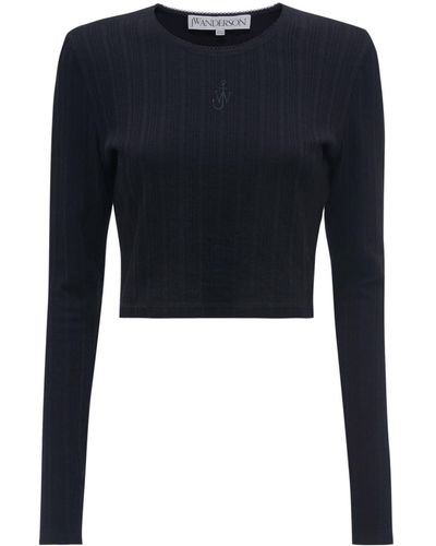 JW Anderson Anchor-embroidered Cropped Top - Blue