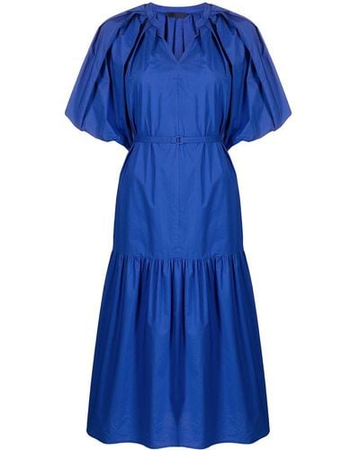 Juun.J Puff-sleeve Midi Shirt Dress - Blue