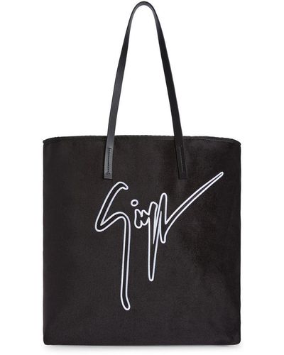 Giuseppe Zanotti Sac porté épaule à logo brodé - Noir