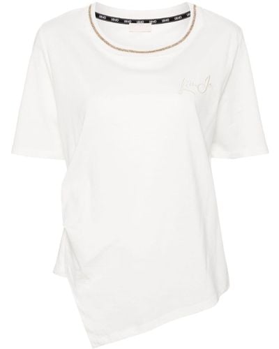 Liu Jo Logo-embroidered Cotton T-shirt - White