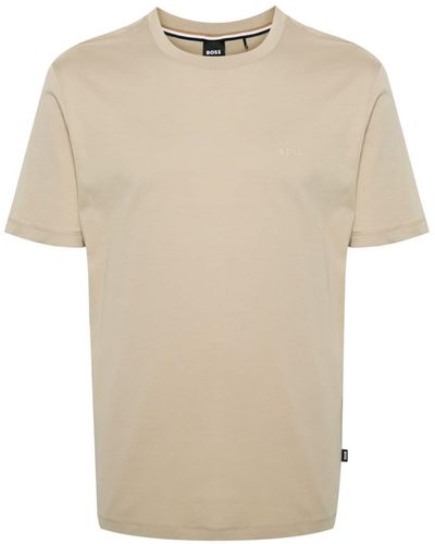 BOSS Logo-print Cotton T-shirt - Natural