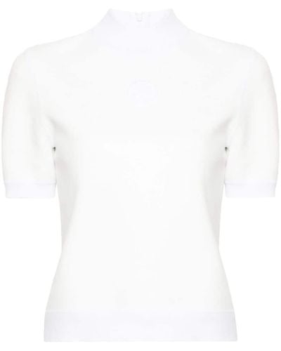 Tory Burch Logo-embossed Mock-neck T-shirt - White