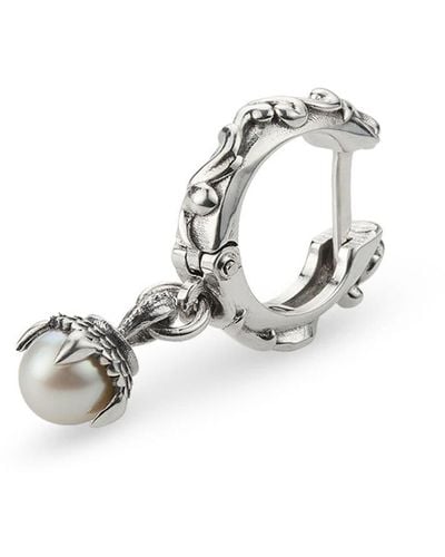 Emanuele Bicocchi Pearl-pendant Silver Hoop Earring - White