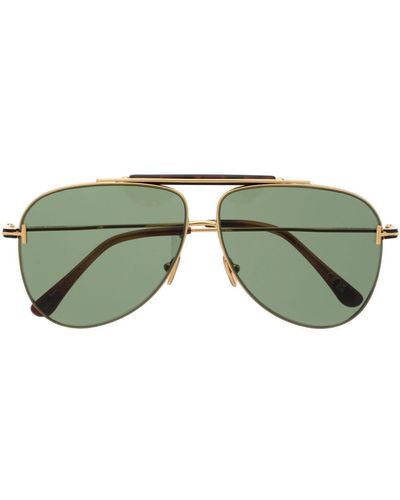 Tom Ford Polished Pilot-frame Sunglasses - Green