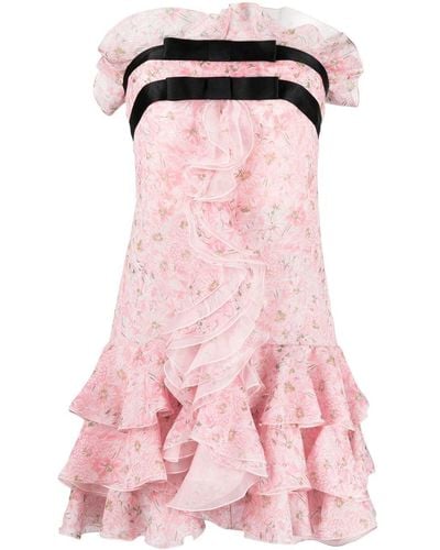Giambattista Valli Vestido corto con motivo floral - Rosa