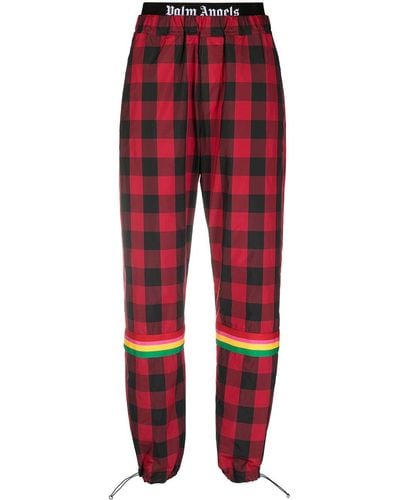 Palm Angels Plaid-check Print Trousers - Red