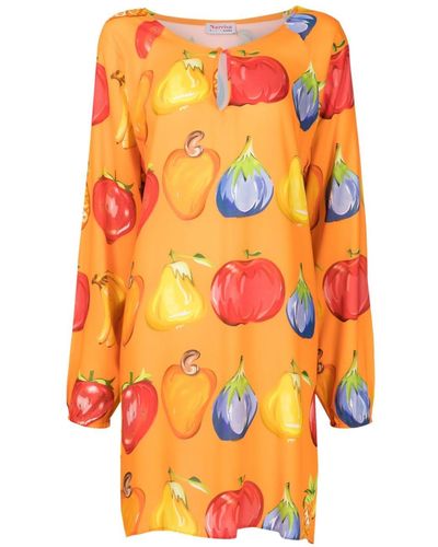 Amir Slama Midi-jurk Met Fruitprint - Oranje