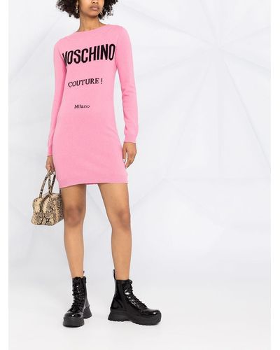 Moschino ロゴ ニットドレス - ピンク