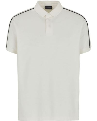 Emporio Armani Logo-tape Cotton Polo Shirt - White