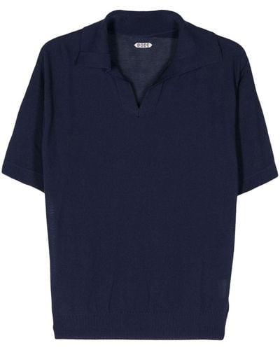 Bode Fine-knit Cotton Polo Shirt - Blue