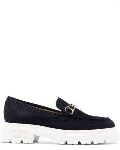 Casadei Buckle-detail Suede Loafers - Blue