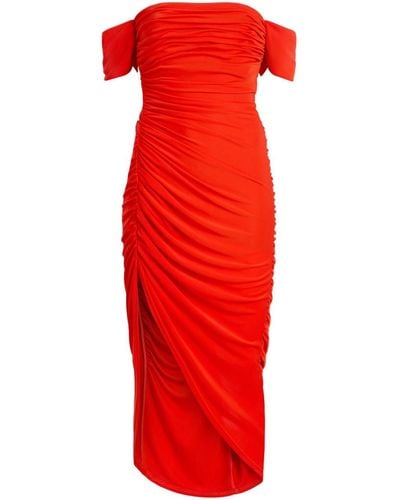 Cinq À Sept Delaney Ruched Midi Dress - Red