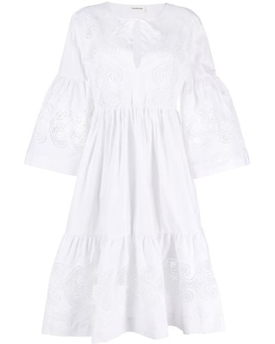 P.A.R.O.S.H. Eyelet-detail Wide-sleeve Dress - White