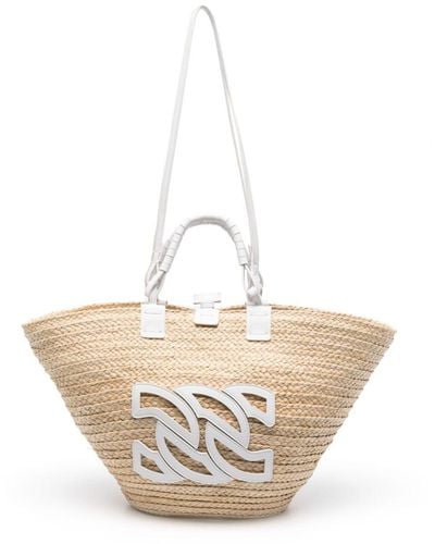 Casadei Panarea Strandtasche aus Raffiabast - Weiß