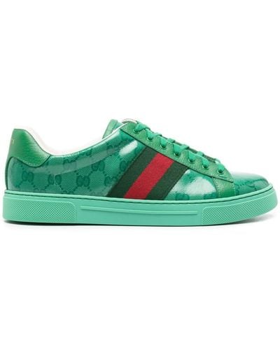 Gucci Ace GG Crystal Canvas Trainer - Green