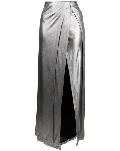 Loewe High-waisted Metallic Wrap Skirt - Grey