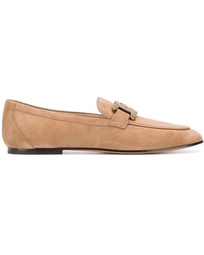 Tod's Kate Suede Loafers - Natural