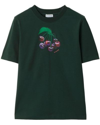 Burberry T-shirt Met Kersenprint - Groen
