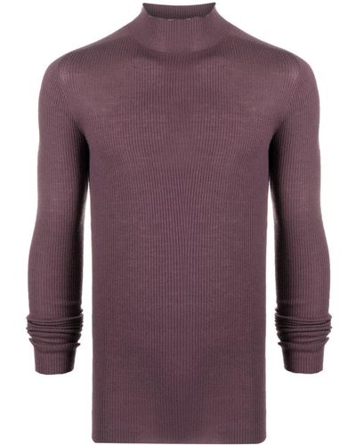 Rick Owens Ribbed-knit High-neck Sweater - Purple