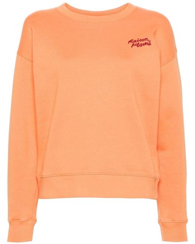 Maison Kitsuné Logo-embroidered cotton sweatshirt - Naranja