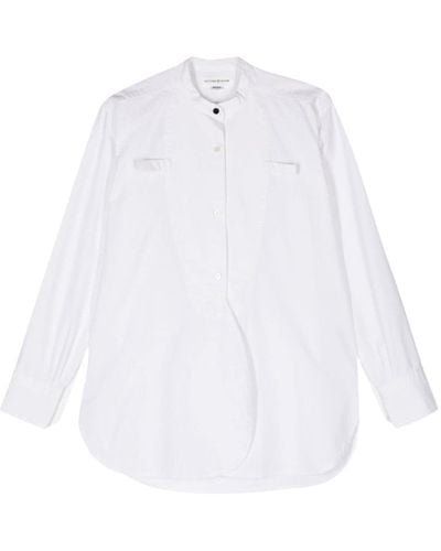Victoria Beckham Band-collar Twill Shirt - White