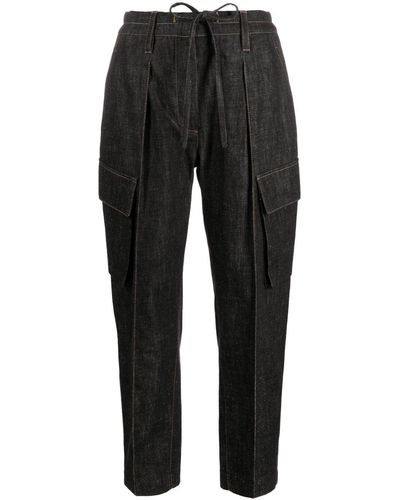 Brunello Cucinelli Pantalon en jean à coupe courte - Noir