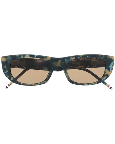 Thom Browne Tortoiseshell-effect Rectangular-frame Sunglasses - Blue