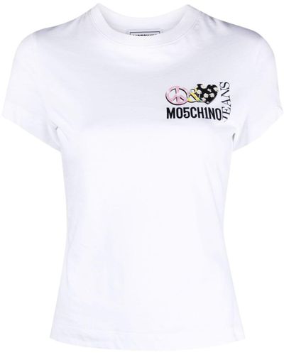 Moschino Jeans Camiseta con logo estampado - Blanco