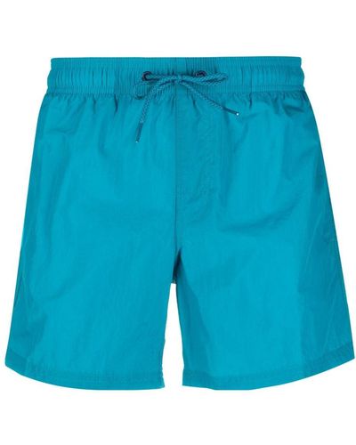 Sundek Logo-patch Striped Swim Shorts - Blue